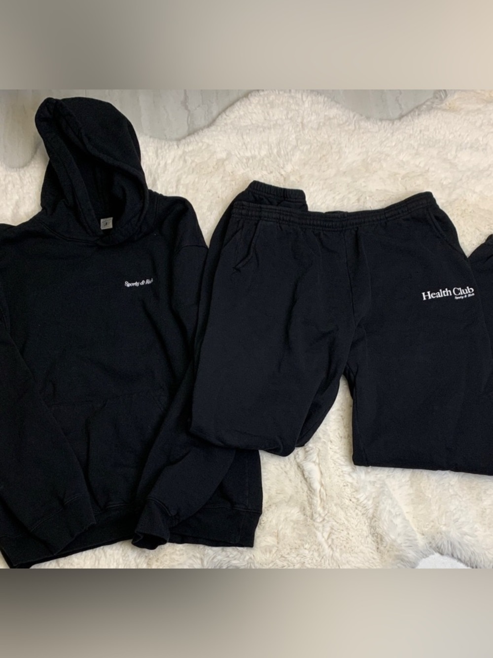 Sporty & Rich Black Hoodie and Joggers Sweat Suit Size XL Unisex